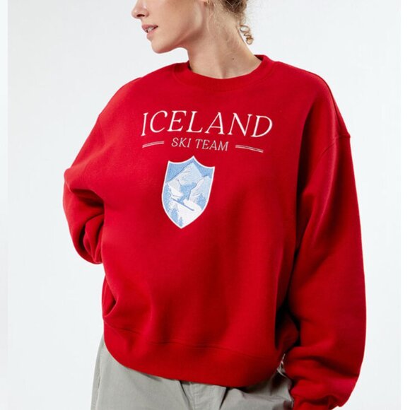 PacSun Tops - Pacsun Iceland Ski Team Crew Neck Red Sweatshirt Size L